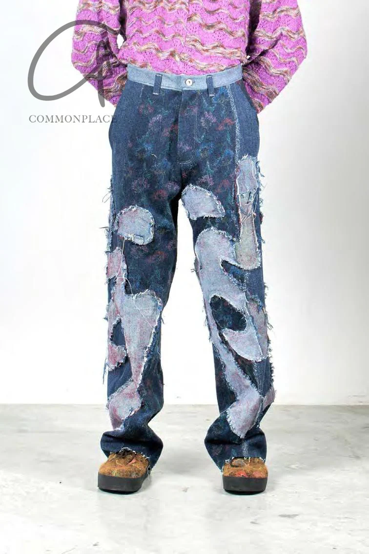 Vitelli embroidered silk (flower) loose jeans PFW23_VIT023 - Image 7