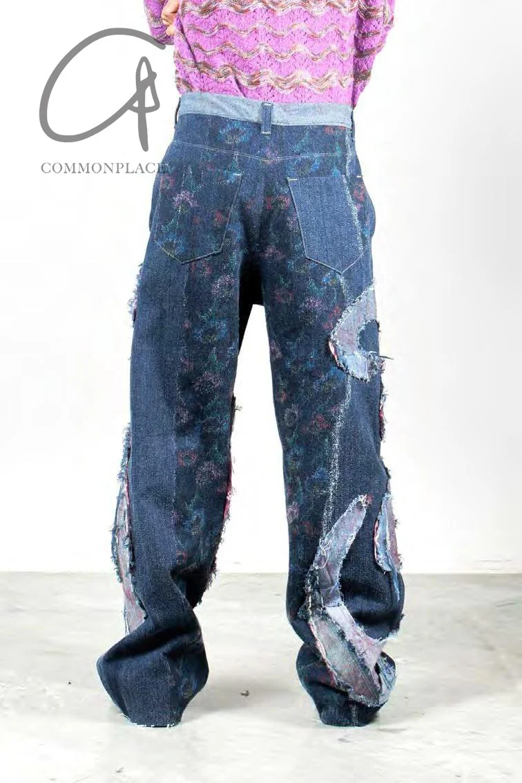 Vitelli embroidered silk (flower) loose jeans PFW23_VIT023 - Image 9