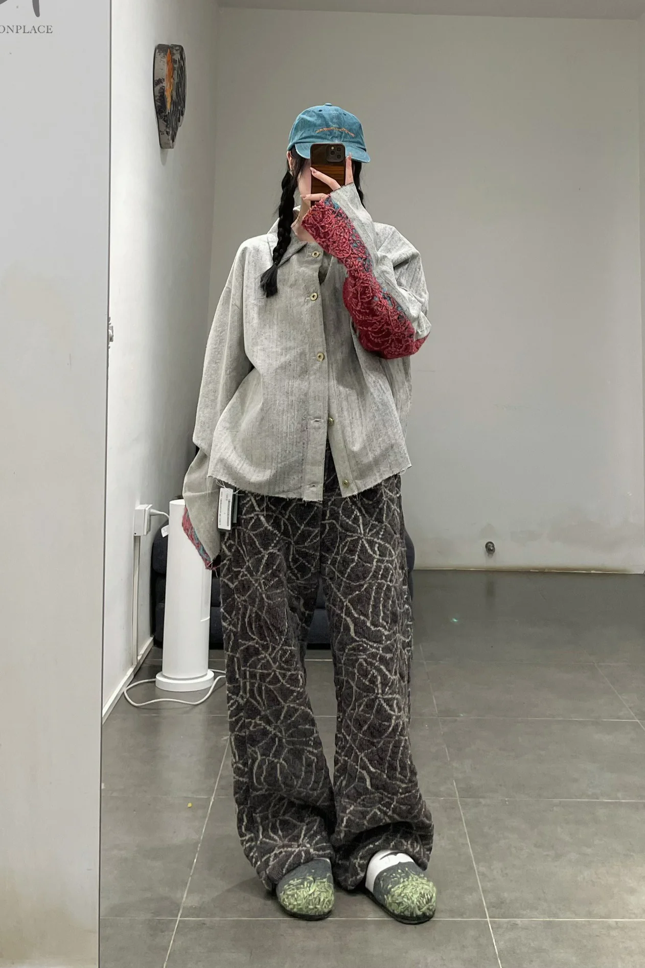 Vitelli jacquard balloon pants PFW23_VIT0026_J5 dark gray PV19 - Image 12