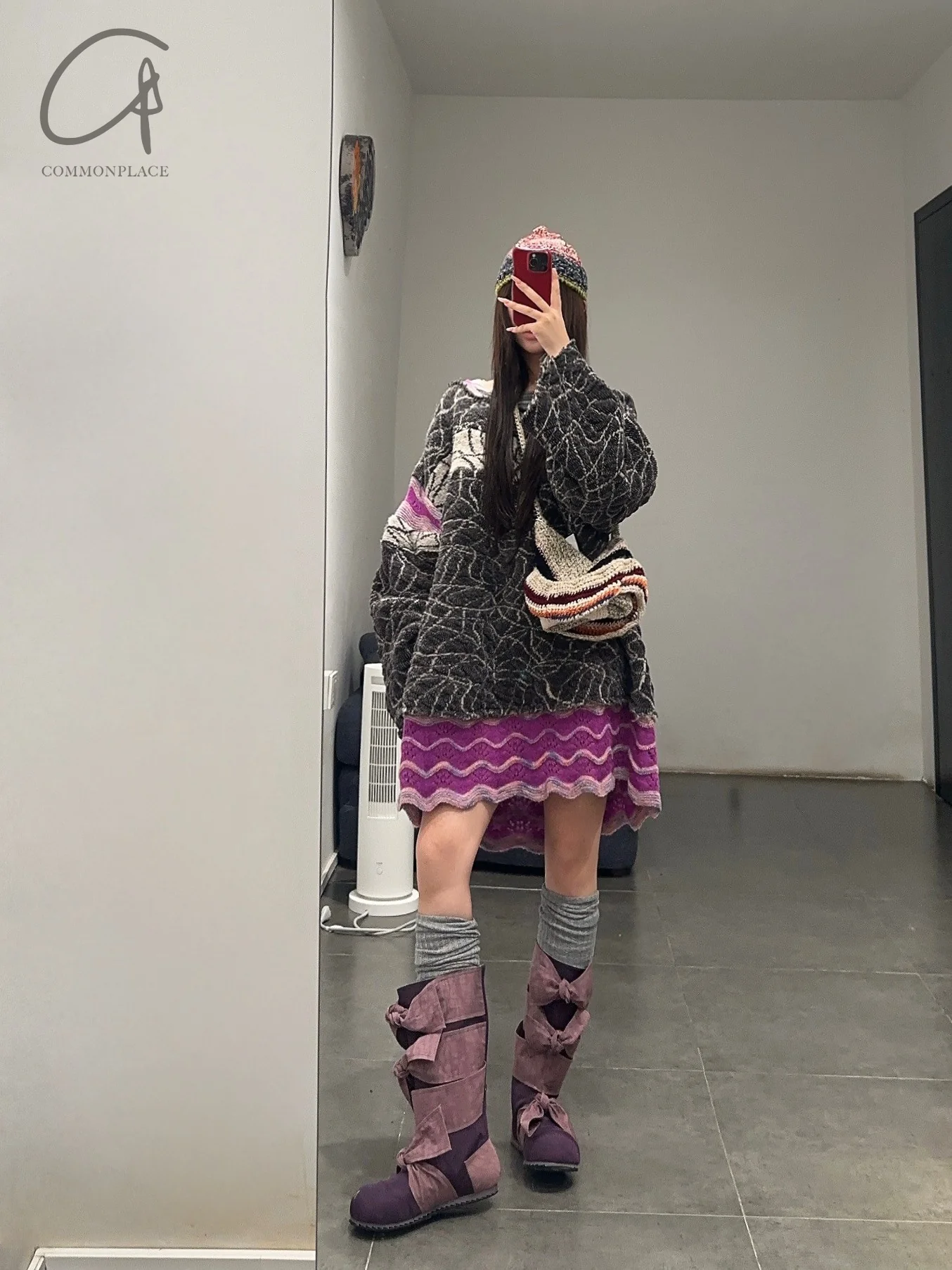 Vitelli jacquard gray oversized layered sweater PFW23_VIT0028_J5 - Image 15