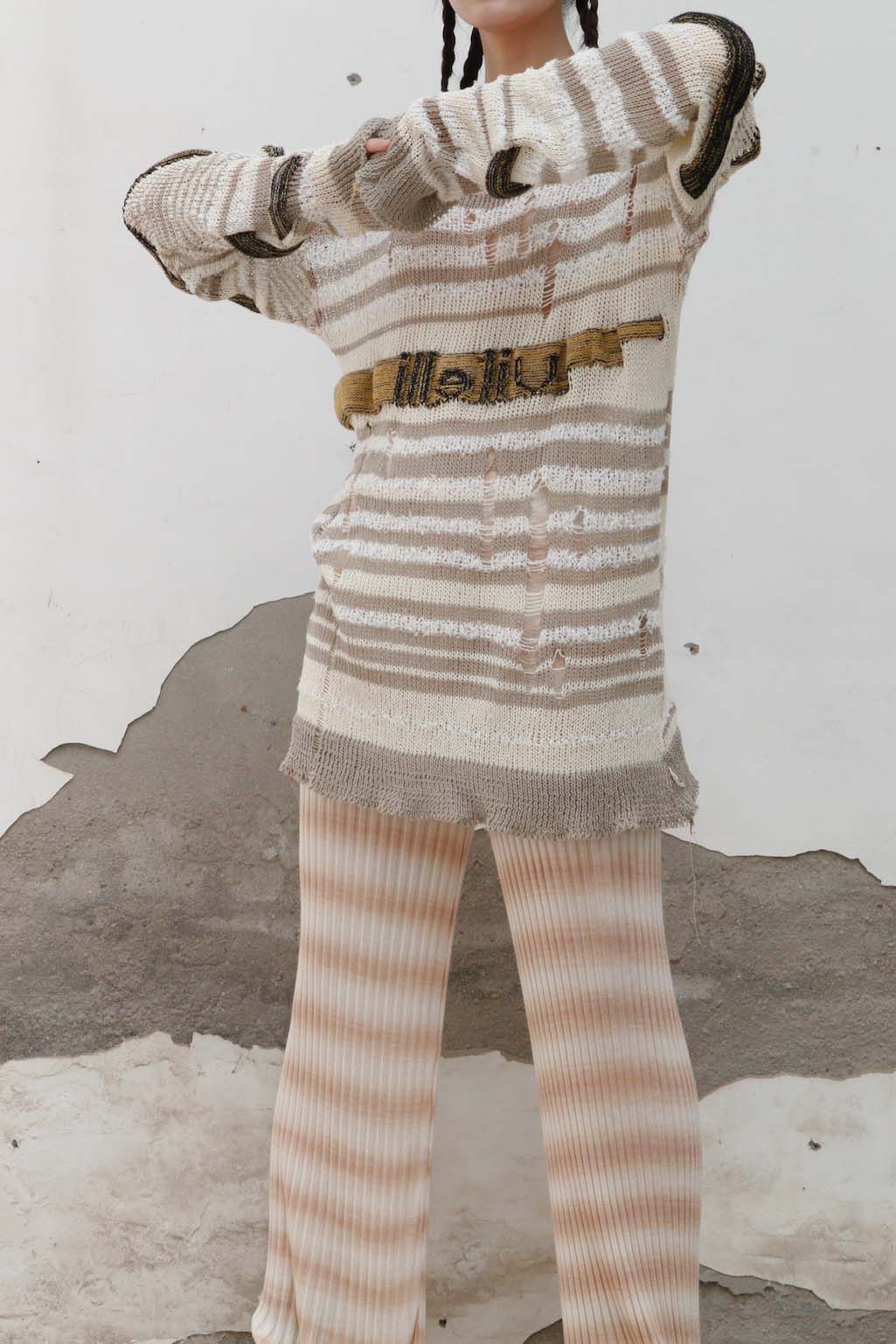 Vitelli White and Grey Striped Sweater SS22_OKT010 - Image 5