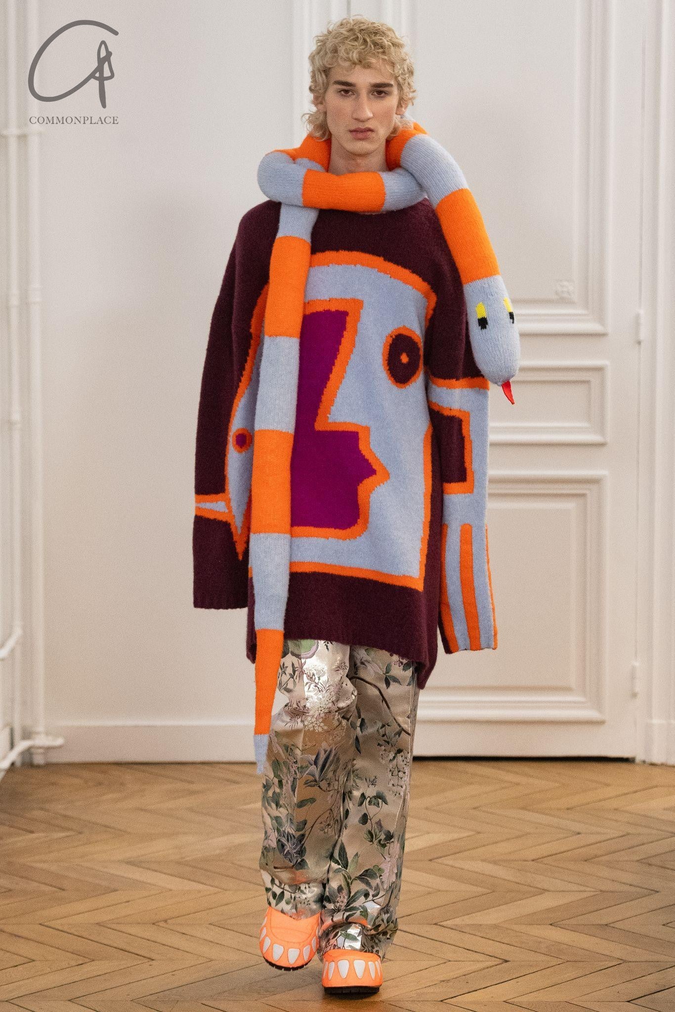 Walter Van Beirendonck 24 Autumn/Winter Snake Scarf Collection WVB-9012-HH-F Flame Scarlet/Gray 3D - Image 4