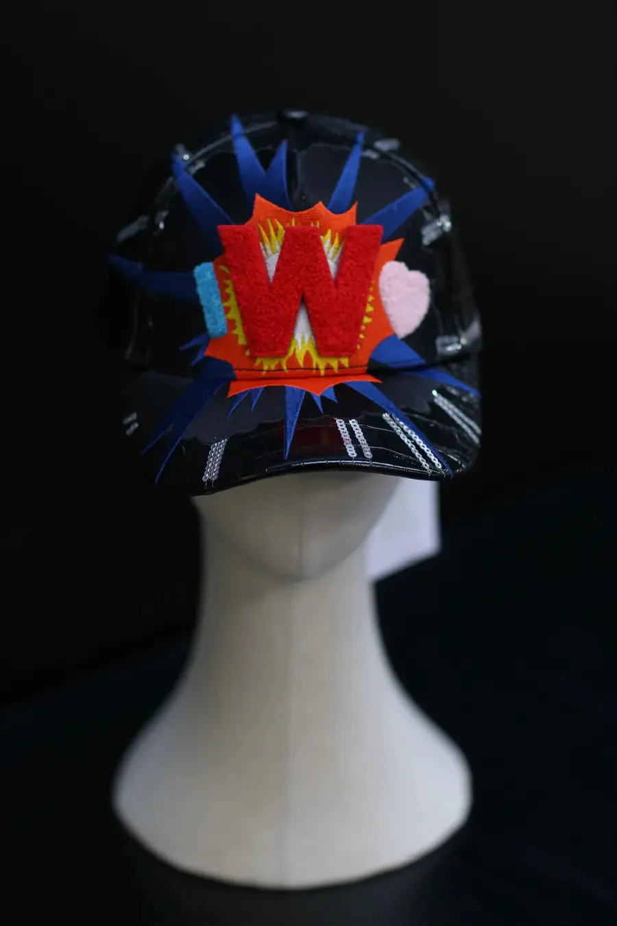Walter Van Beirendonck baseball cap 9010 crocodile gloss black PWVB7