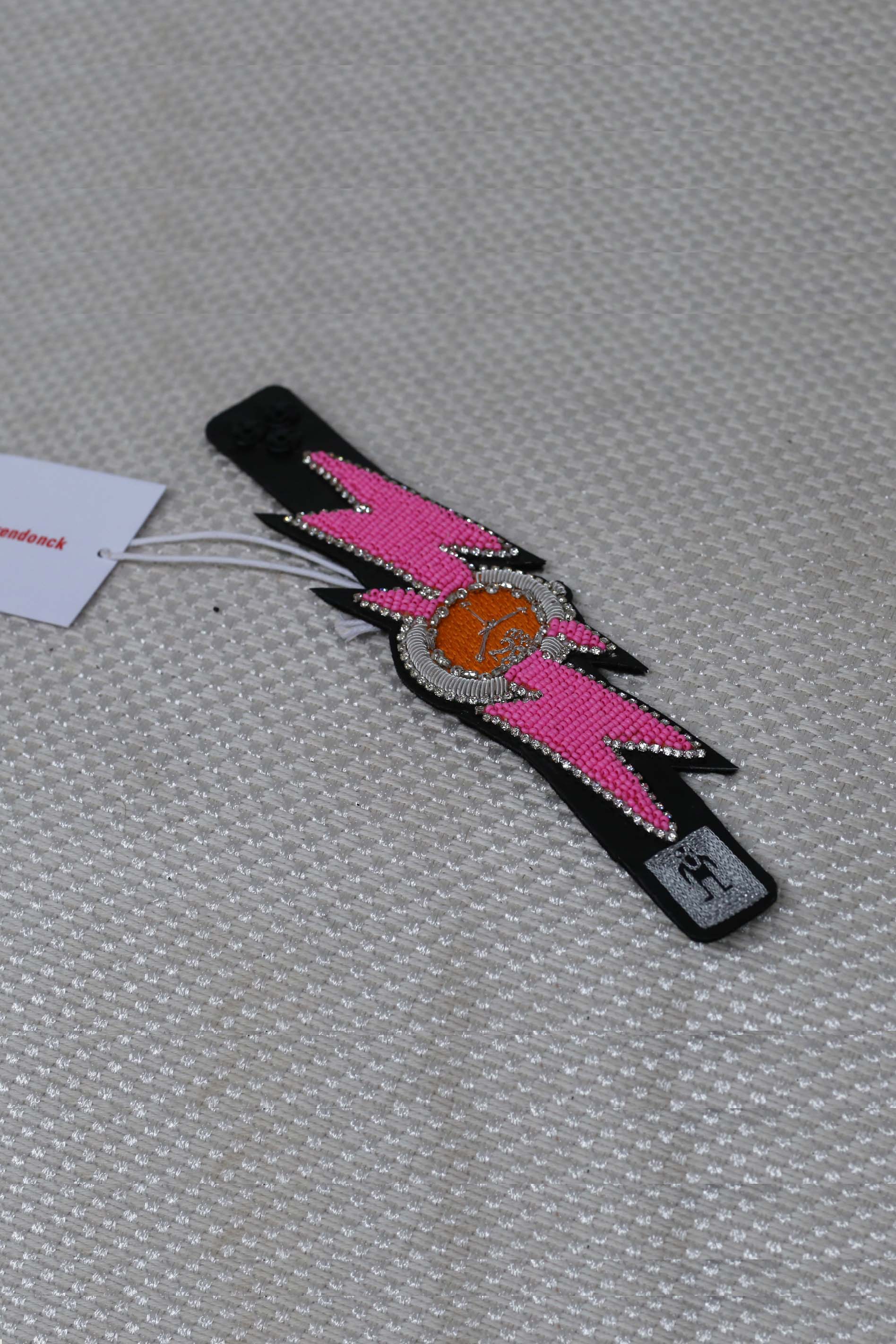 Walter Van Beirendonck embroidered bracelet 9010 pink PWVB4