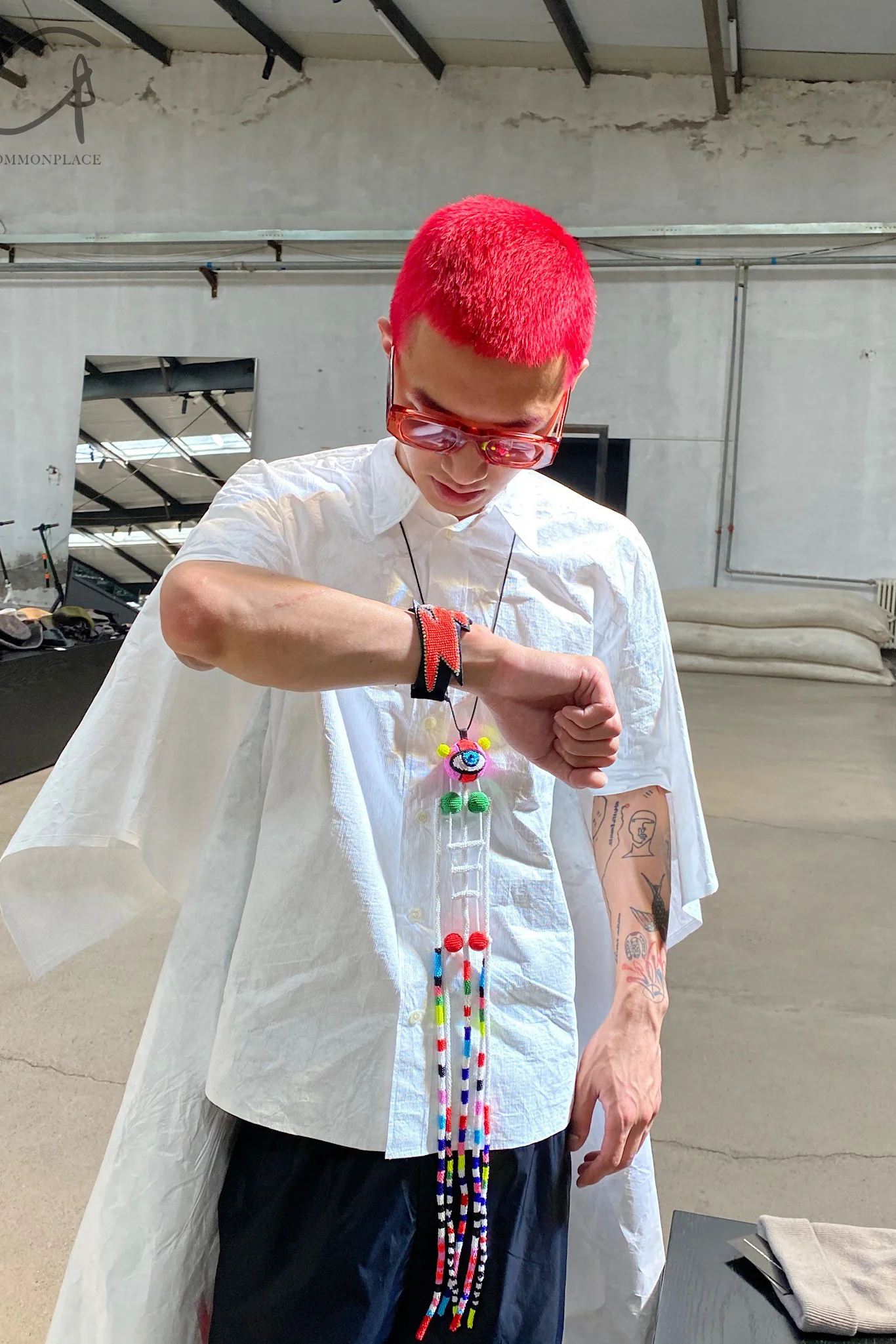 Walter Van Beirendonck single-sided beaded embroidered bracelet ss21 9010 orange SS22 9013 - Image 8
