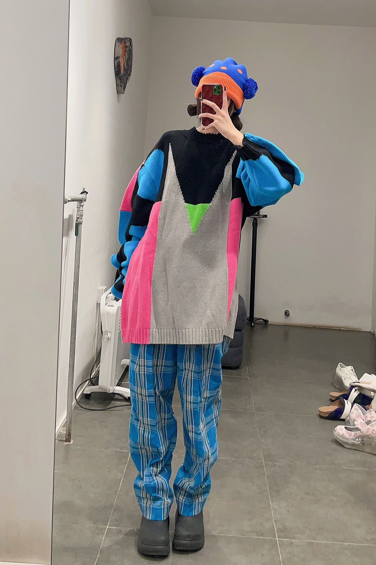 Walter Van BeirendonCk Walter Biny Hat AW22-23 9012 Tibetan Blue Orange - Image 13
