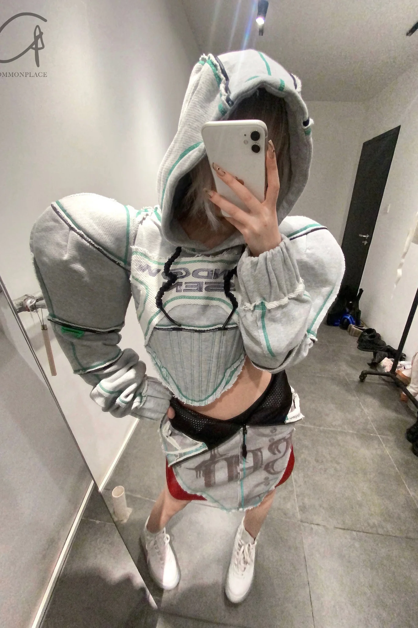 Windowsen corset pad shoulder sweater PS23T003 gray - Image 15