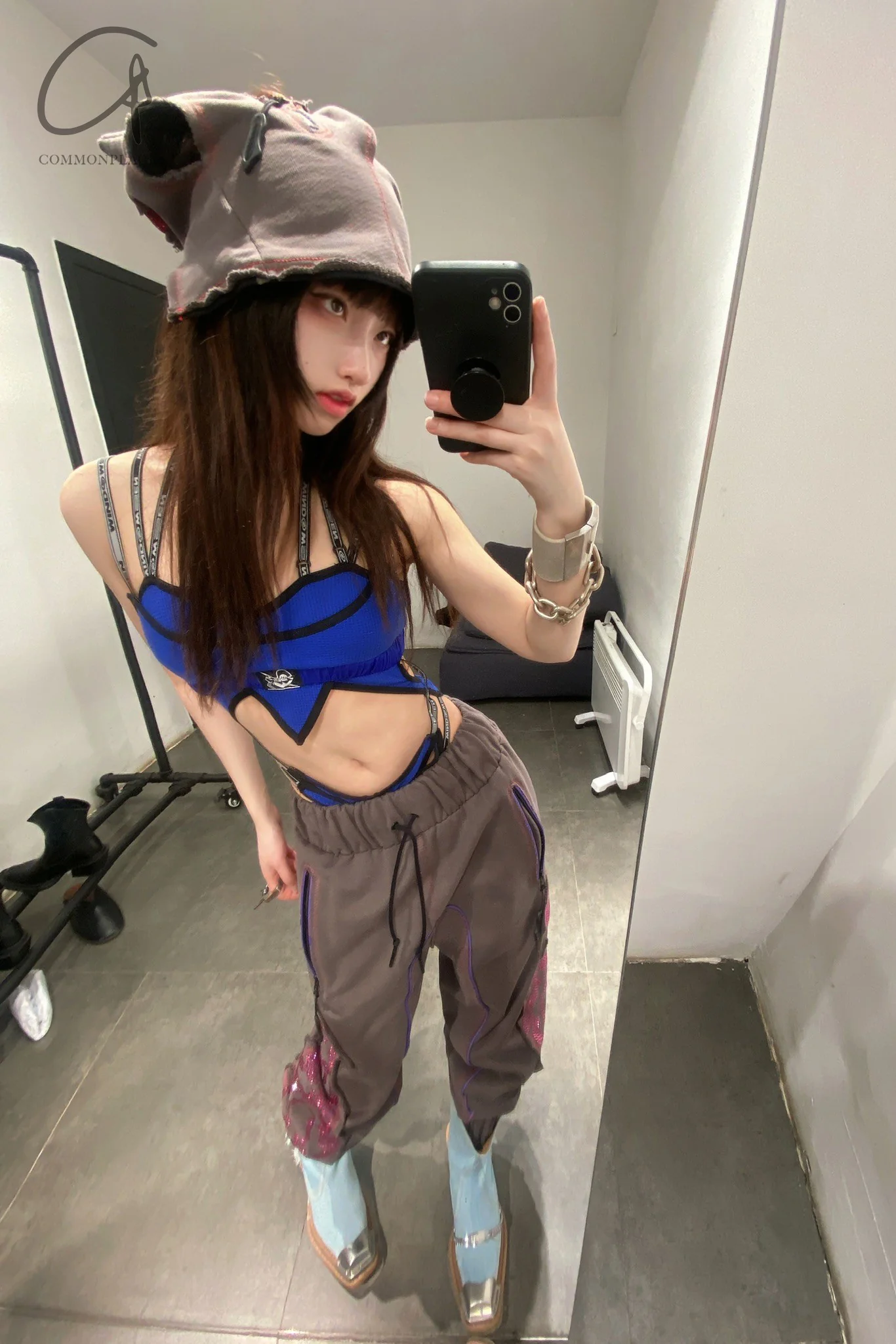 WINDOWSEN Double-layer suspender bodysuit series WD-SS22T039-LAN Blue PW24 - Image 4