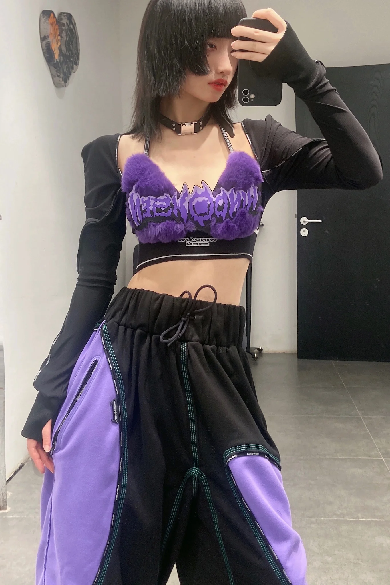 WINDOWSEN Fur Sports Top WA21-G2-05-C4 Black & Purple PW2 - Image 9