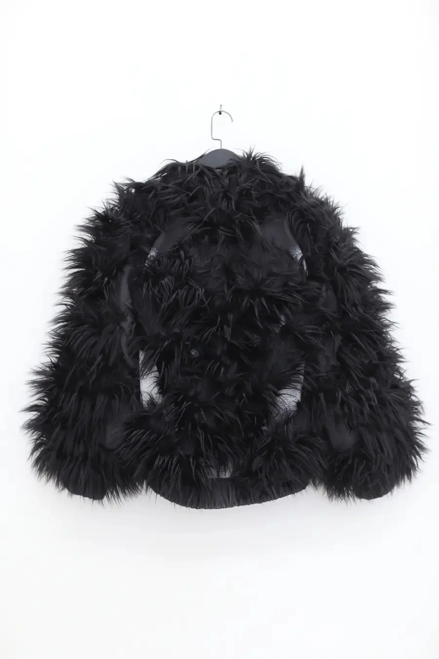 WINDOWSEN patterned faux fur coat 24C004BK black - Image 4