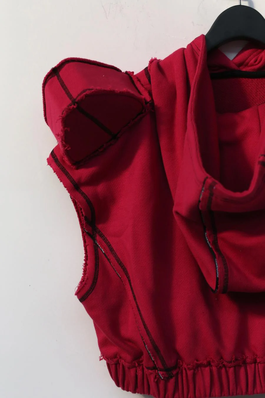 Windowsen shoulder -length sleeveless hoodie PS23T001 rose red - Image 4