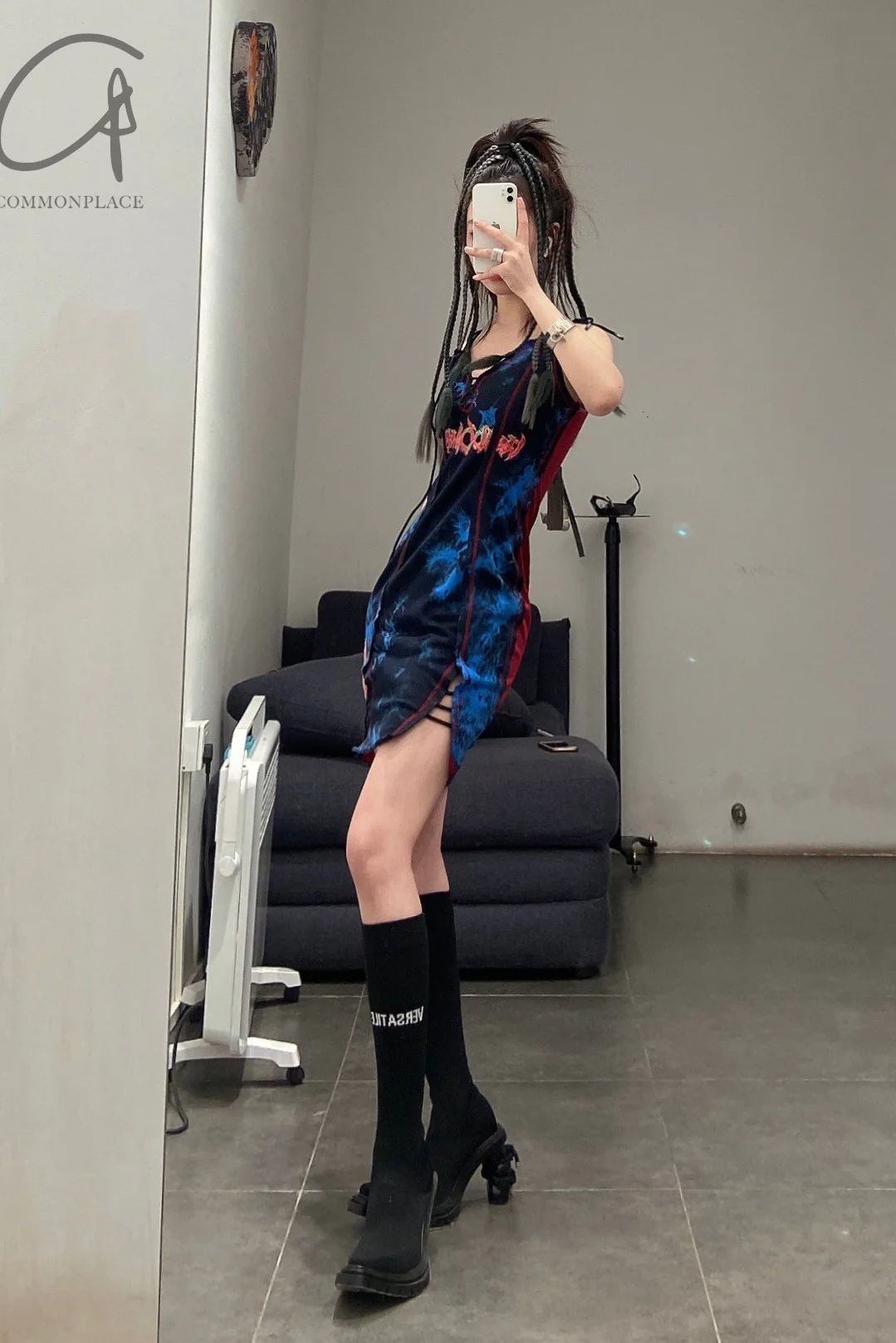 WINDOWSEN tie-dye lace-up dress SS22D008MT PW23 - Image 9