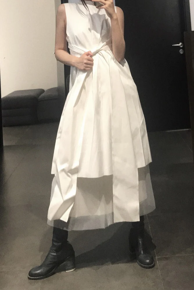 Yang Li back cut ribbon sleeveless dress F7185 IN-BAI white - Image 8