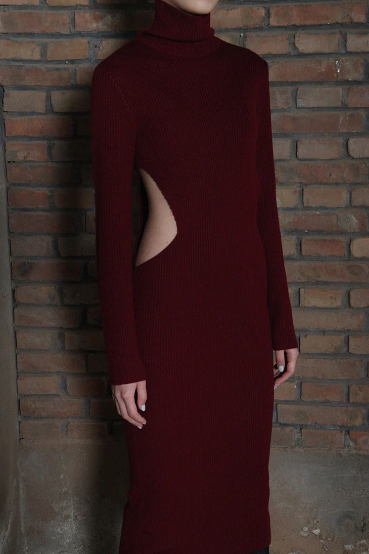 Yang Li F9193 Open Waist Knit Dress Red - Image 3