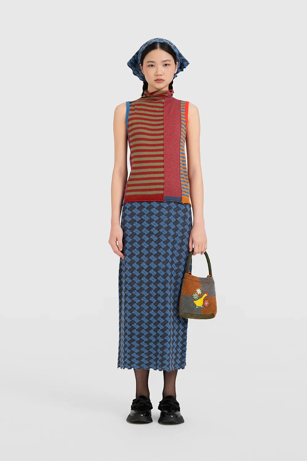 YANYAN KNITS 2025 Fall/Winter Collection: Stand-up Collar Vest (YYK-YYW25-1631-PS) - Color Block Design - Image 12
