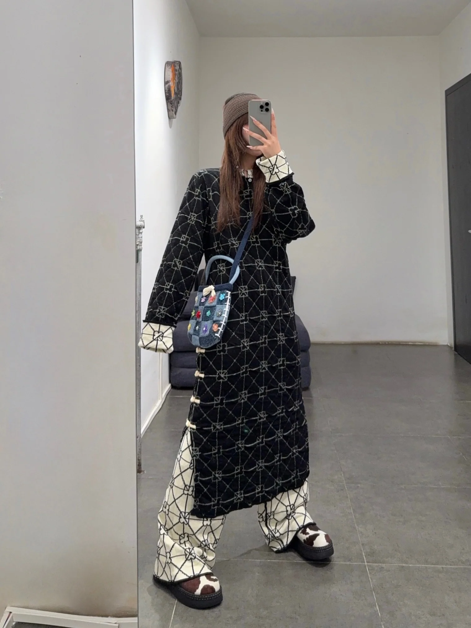 YANYAN KNITS 25 Autumn/Winter Embellished Plaid Clutch YYK-YYW25-0822-DENIM - Image 13