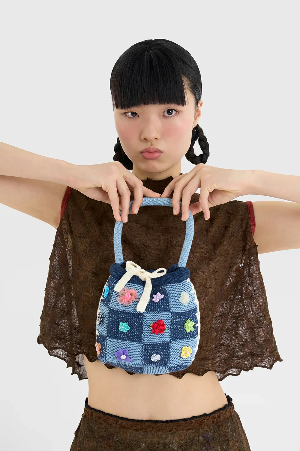 YANYAN KNITS 25 Autumn/Winter Embellished Plaid Clutch YYK-YYW25-0822-DENIM - Image 7