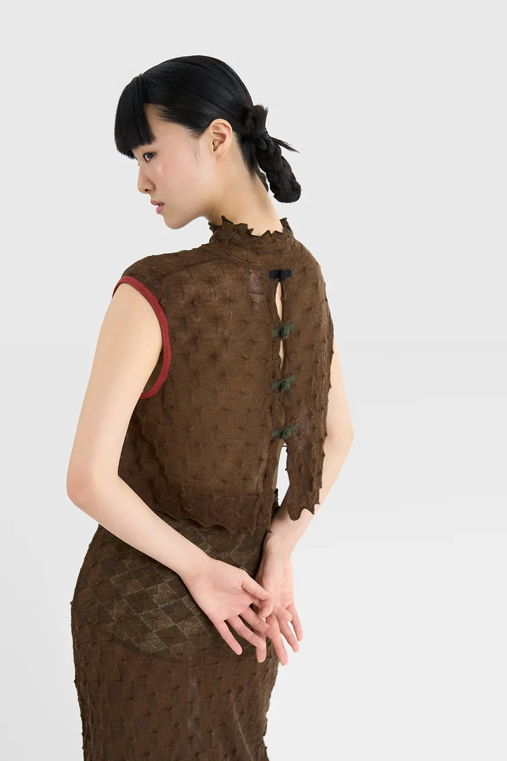 YANYAN KNITS 25 Autumn/Winter Stand Collar Vest YYK-YYW25-1021-BROWN - Image 11