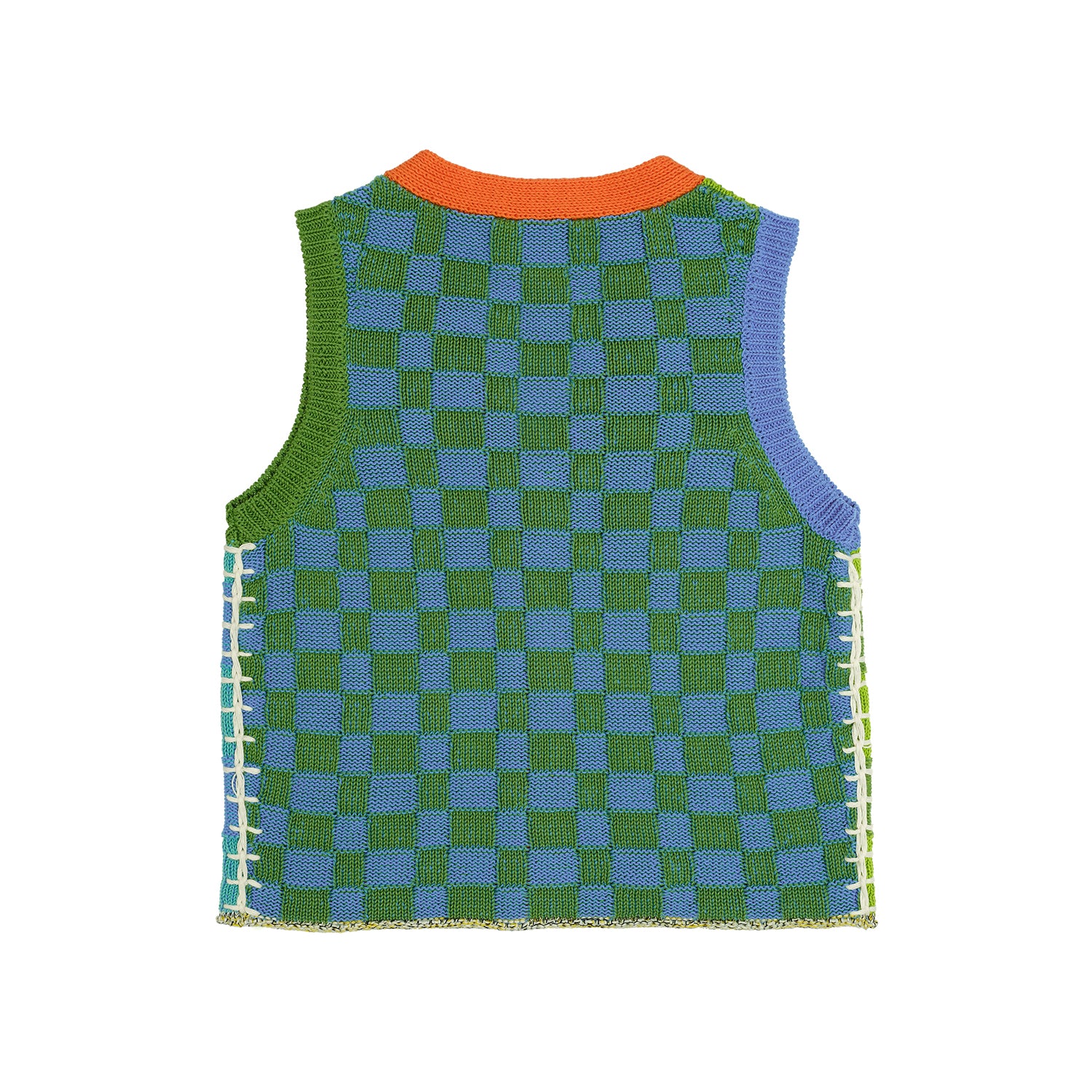 YANYAN KNITS 25 Spring/Summer Embellished Plaid Vest YYK-YYW25-0061-LL Blue-Green - Image 6