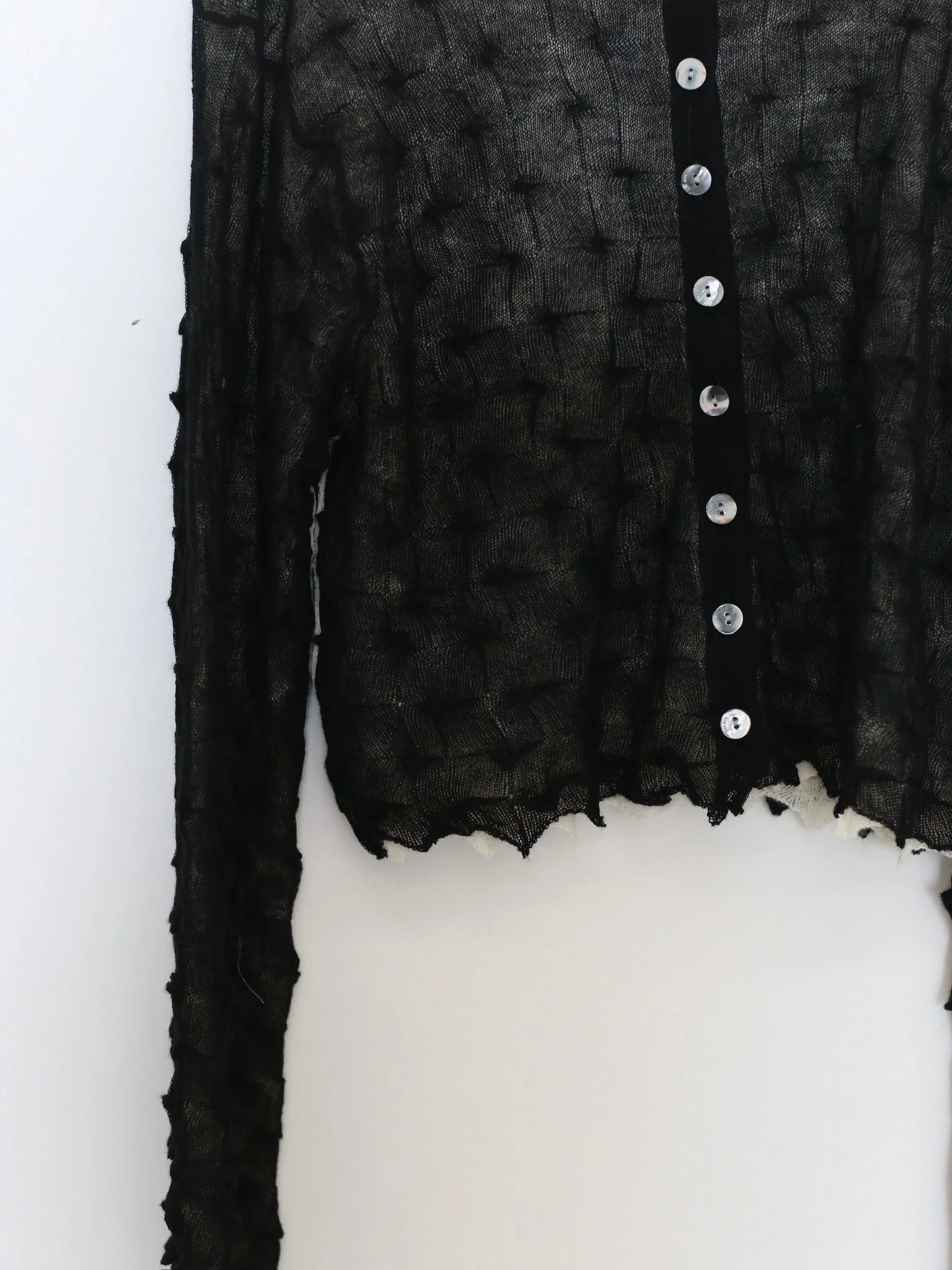 YANYAN KNITS BORLOR Double Layer Cardigan YYK-YYW25-2341-HB Black and White - Image 3