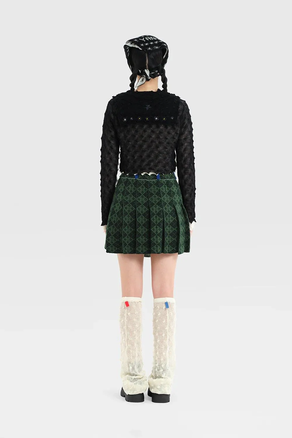 YANYAN KNITS BORLOR Double Layer Cardigan YYK-YYW25-2341-HB Black and White - Image 9