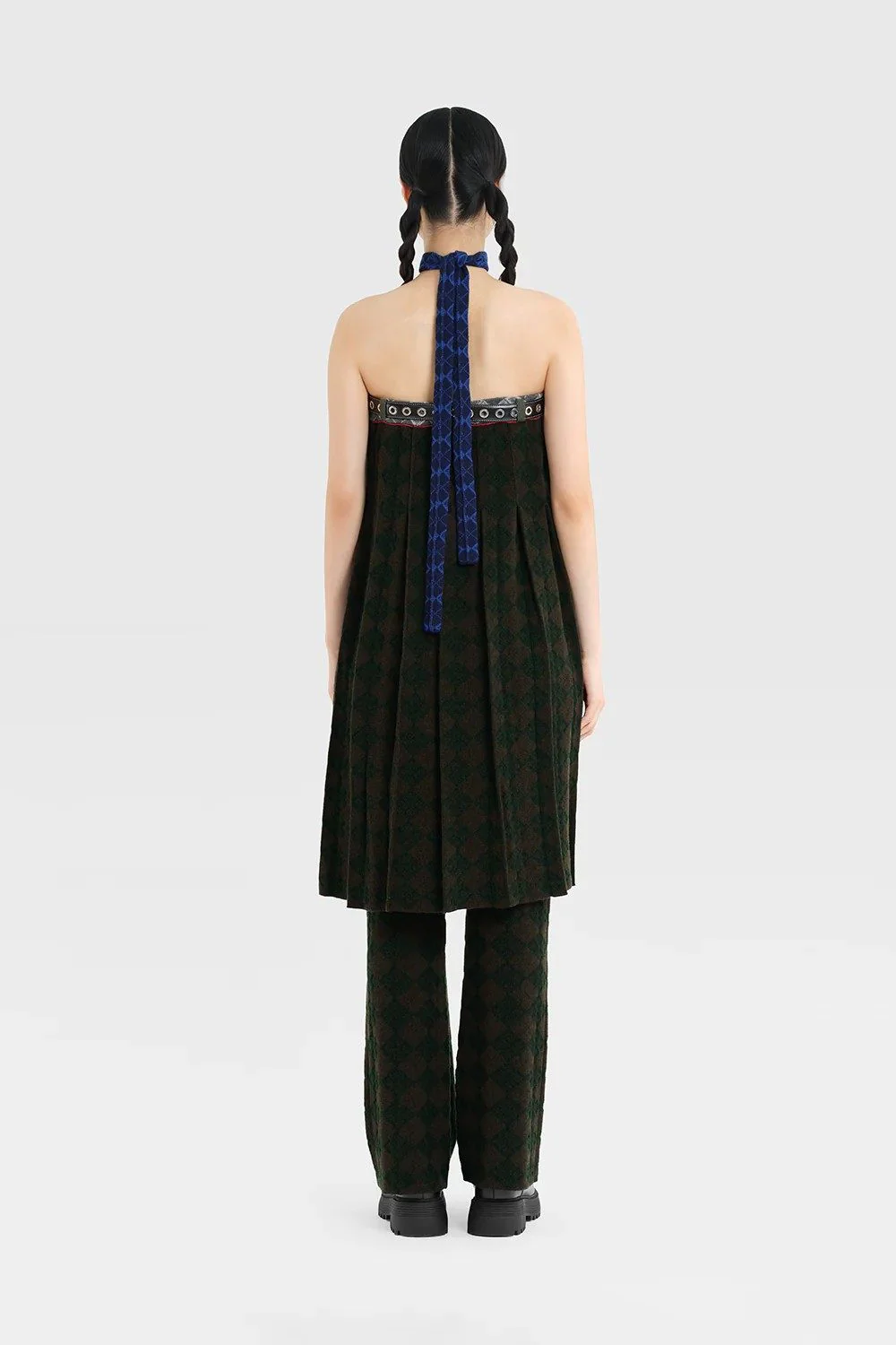 YANYAN KNITS Diamond Pattern Pleated Skirt YYK-YYW25-2891-PIN Color Block - Image 12