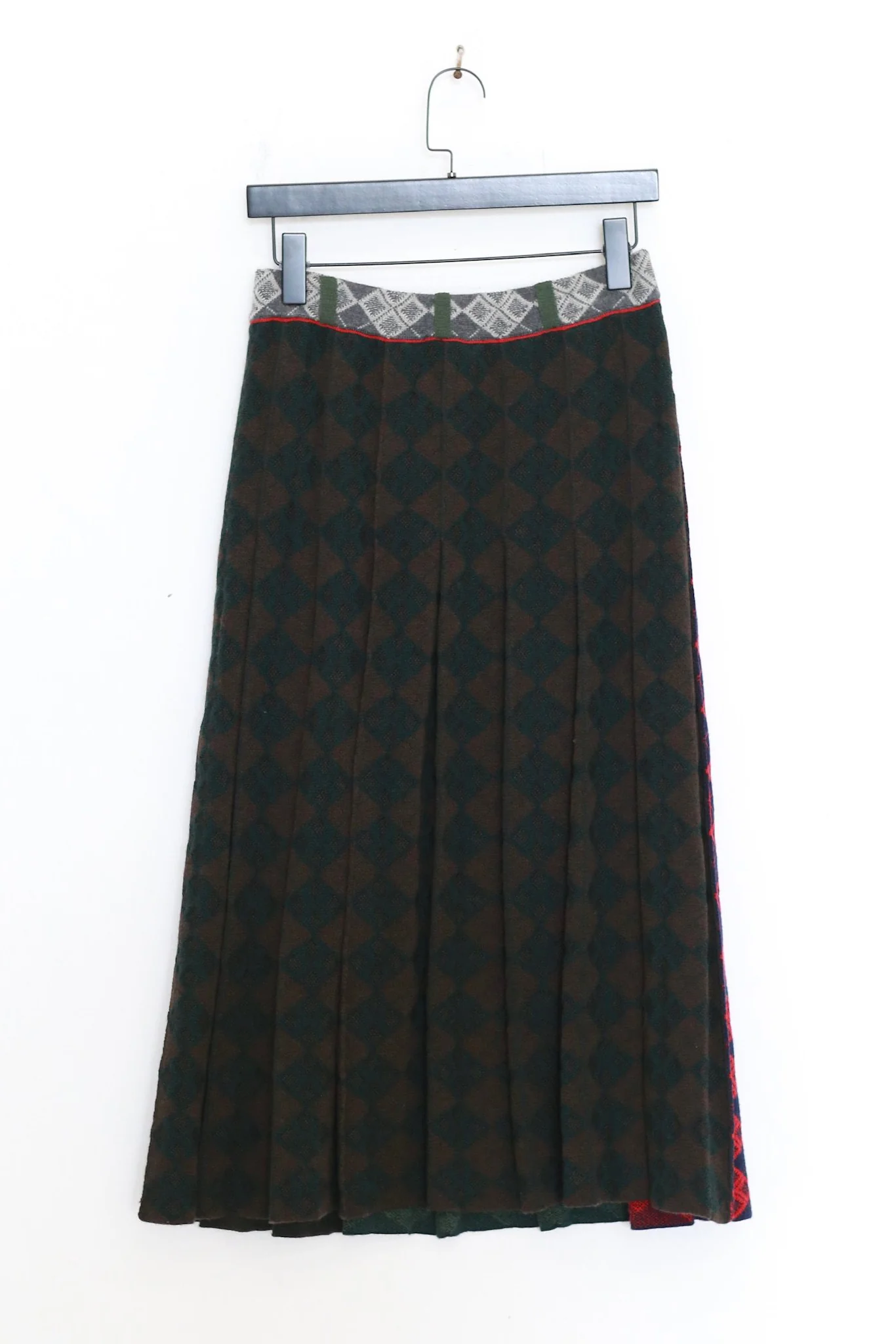 YANYAN KNITS Diamond Pattern Pleated Skirt YYK-YYW25-2891-PIN Color Block - Image 2