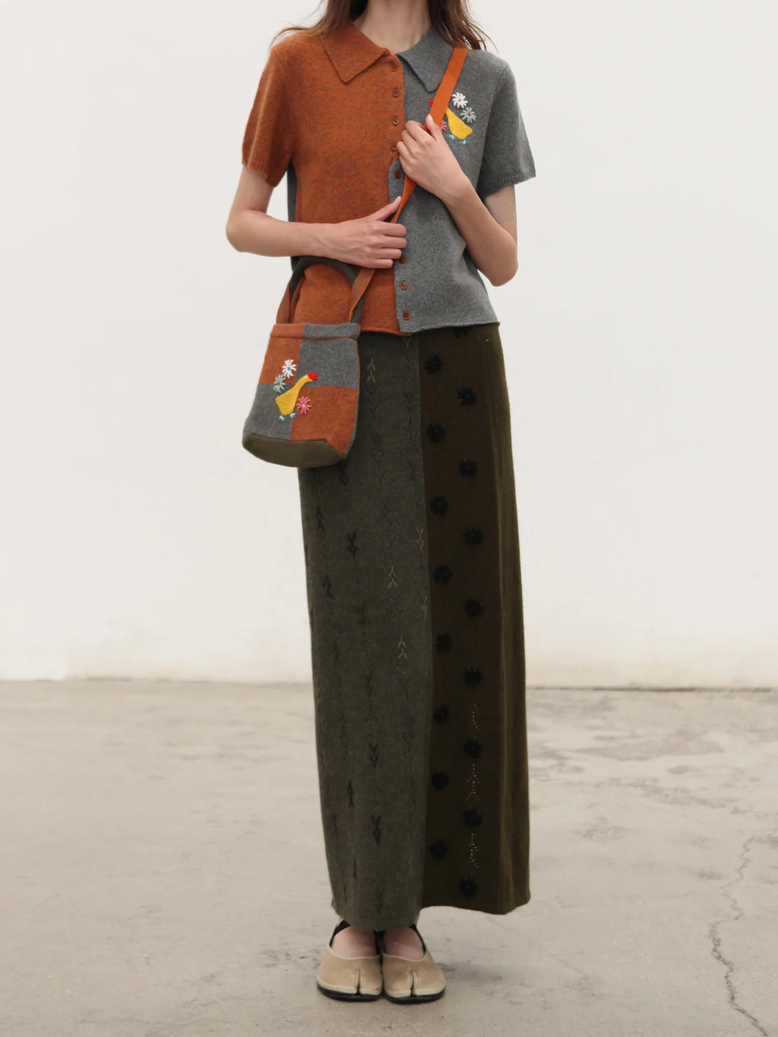 YANYAN KNITS Fall/Winter 2025: Daisy Work Jacket / V-Neck Vest / DAISY Maxi Skirt YYK-YW25-1241-LV Skirt (YYW25-2051) - Image 9