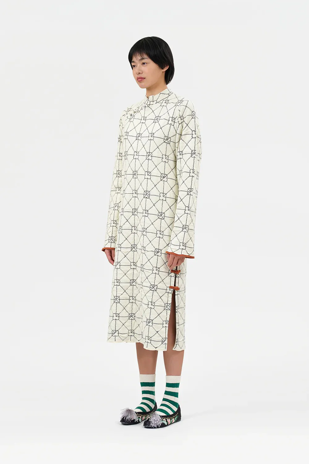 YANYAN KNITS JUNE cheongsam dress YYK-YYW23-1422-IVORY - Image 9