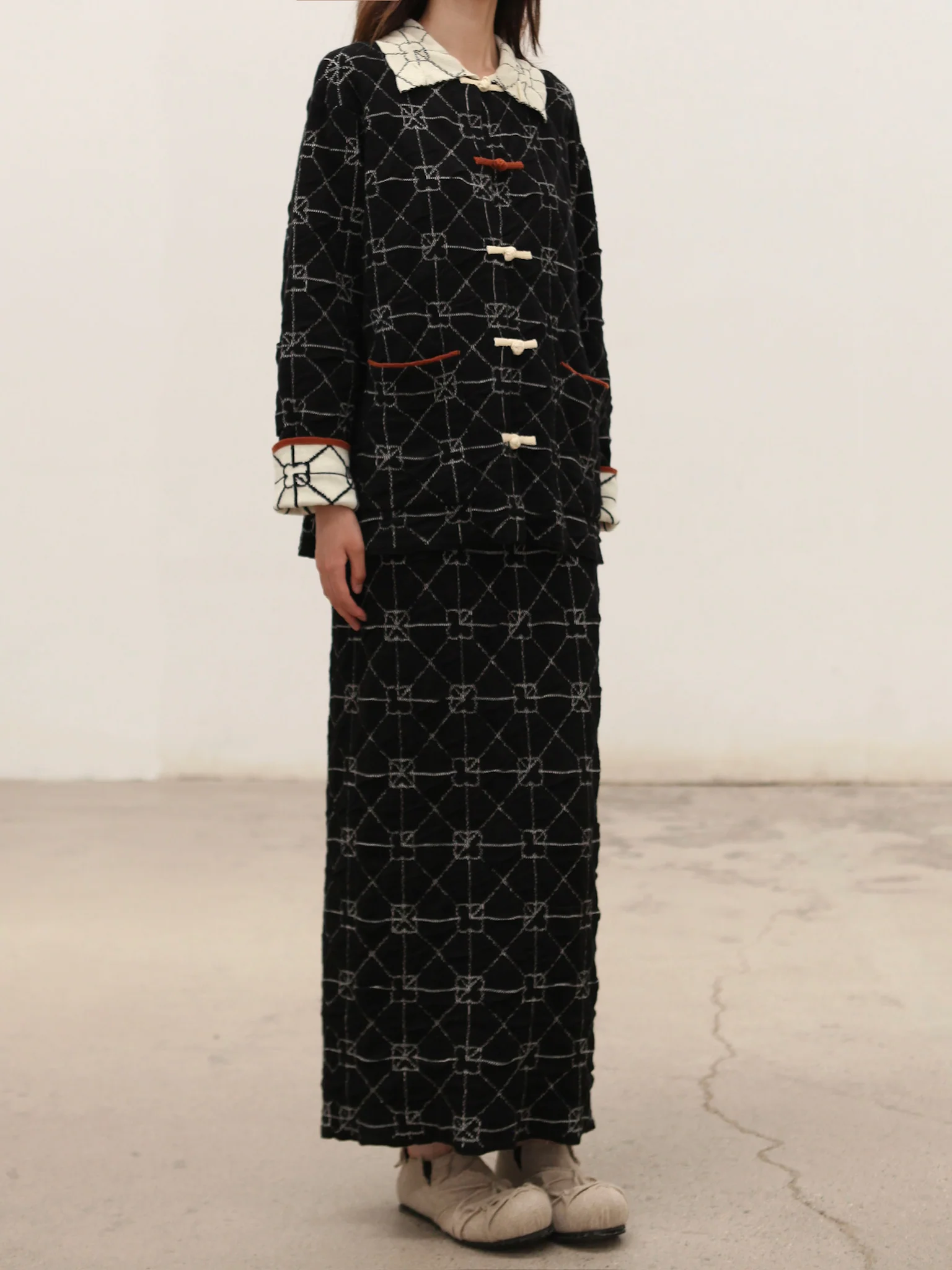 YANYAN KNITS JUNE Maxi Skirt/Work Jacket/Pants YYK-YYW21-1165-HEI Jacket - Image 3