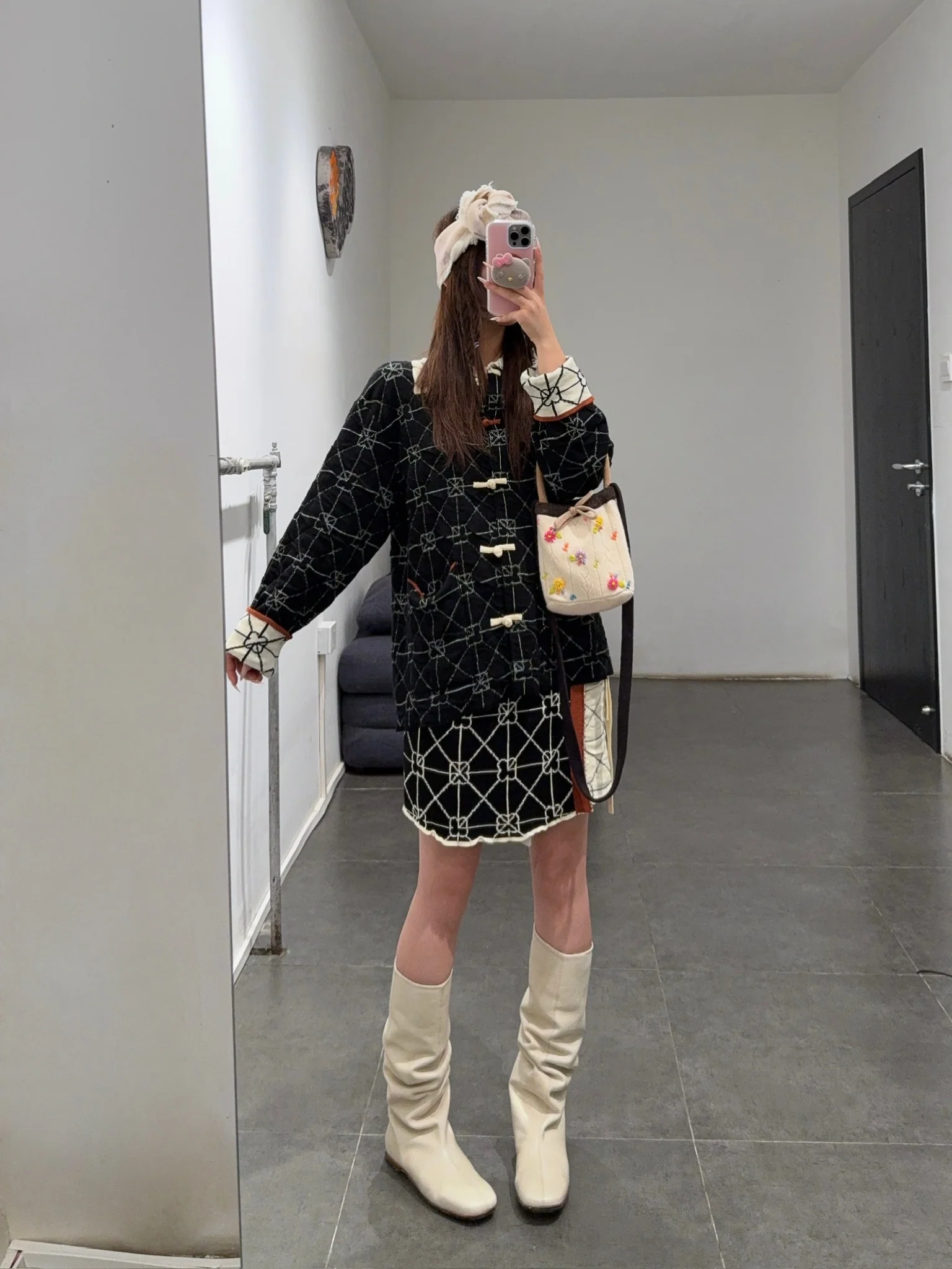 YANYAN KNITS JUNE Mini Wrap Skirt/Shrunk Work Jacket YYK-YYW24-1622-IVORY Jacket - Image 17