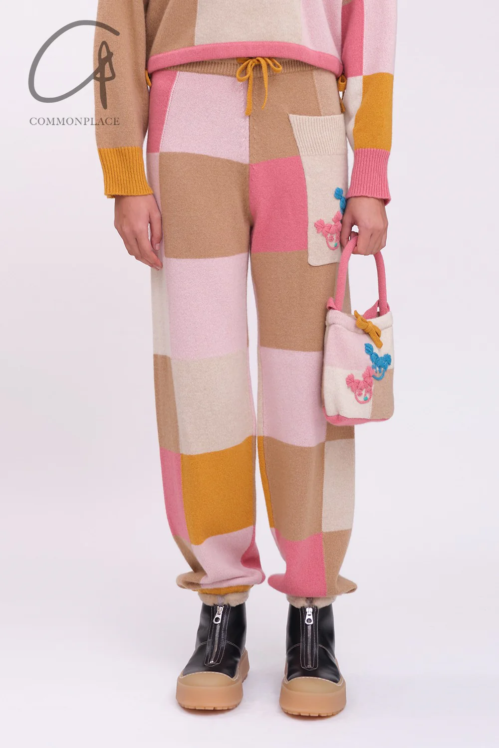 YANYAN KNITS plaid color block sweatpants YYK-YYW23-0182-GW plaid - Image 6