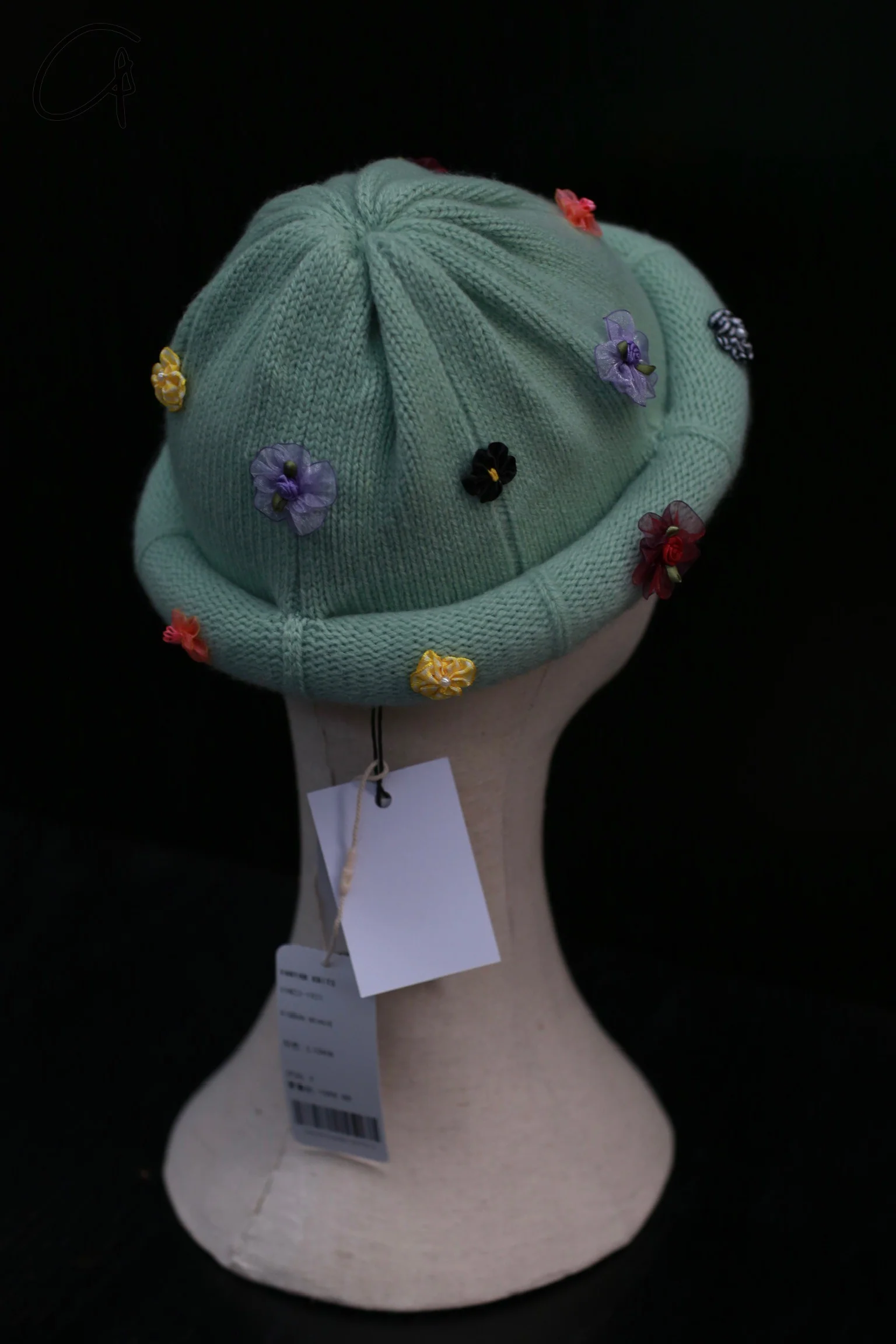 YANYAN KNITS ribbon beanie YYK-YYW23-1921-QL light green PYYK2 - Image 4