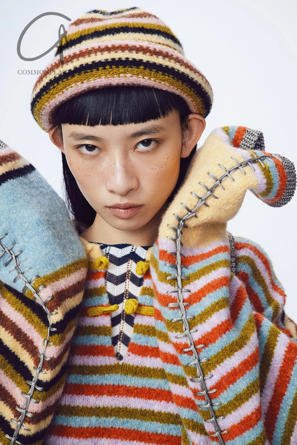 YANYAN KNITS soft beanie YYK-YYW23-1551-TW striped - Image 6