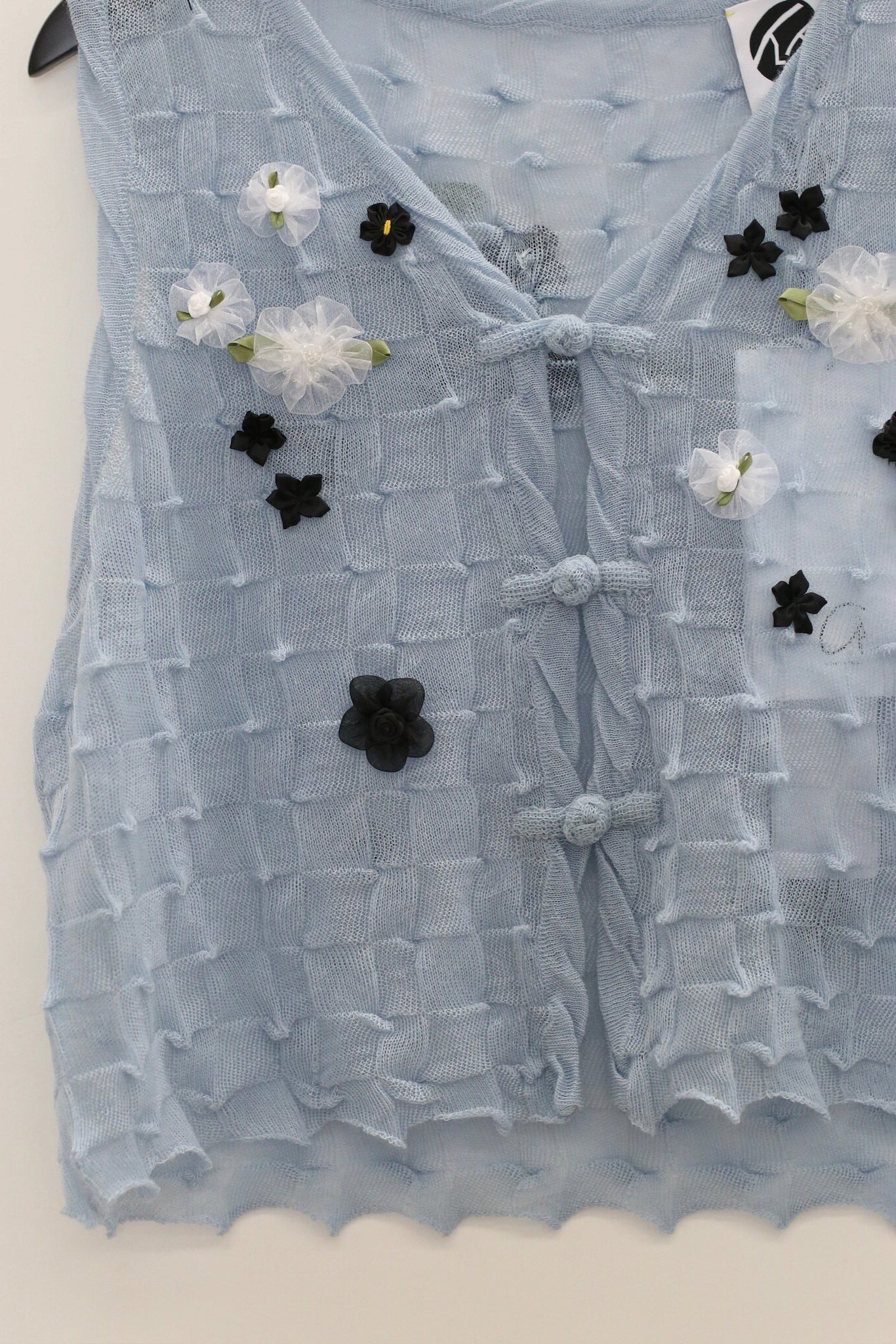 YANYAN KNITS Spring/Summer 2026 BORLOR Floral Vest YYK-YYW26-0021-LAN Blue - Image 6