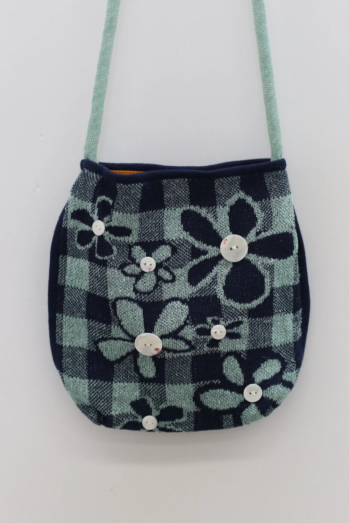 YANYAN KNITS Spring/Summer 2026 Checkered Bag YYK-YYW26-0501-LV Grey - Image 2