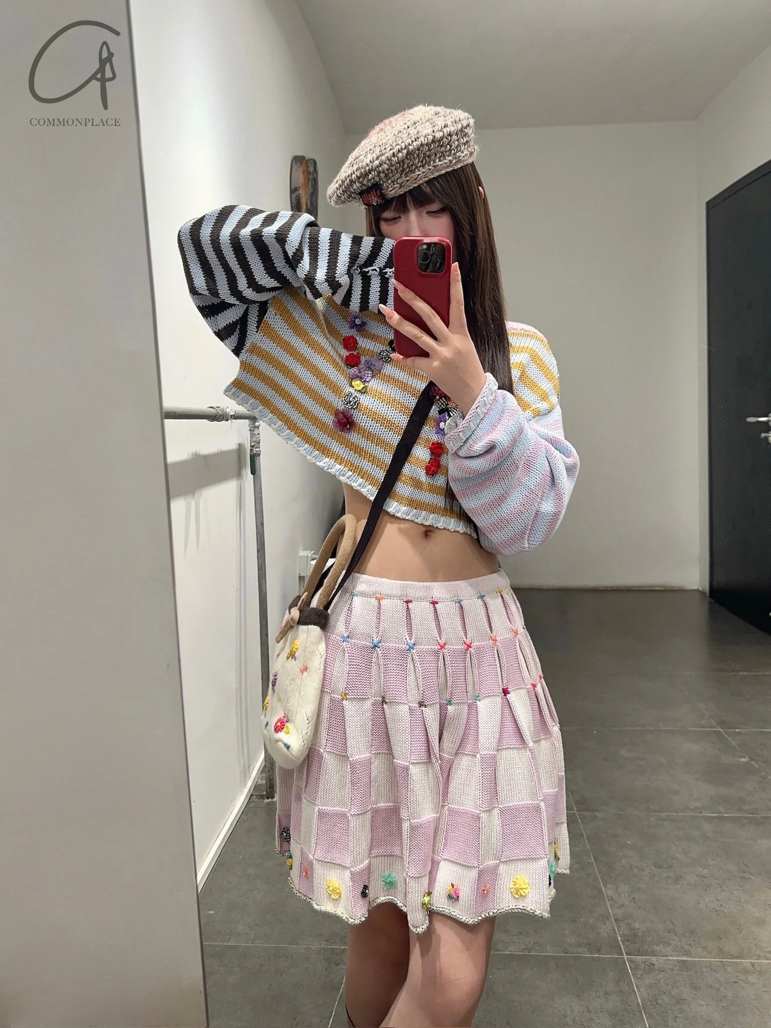 YANYAN KNITS woven plaid pleated skirt YYK-YYW24-0272-ZS purple - Image 12