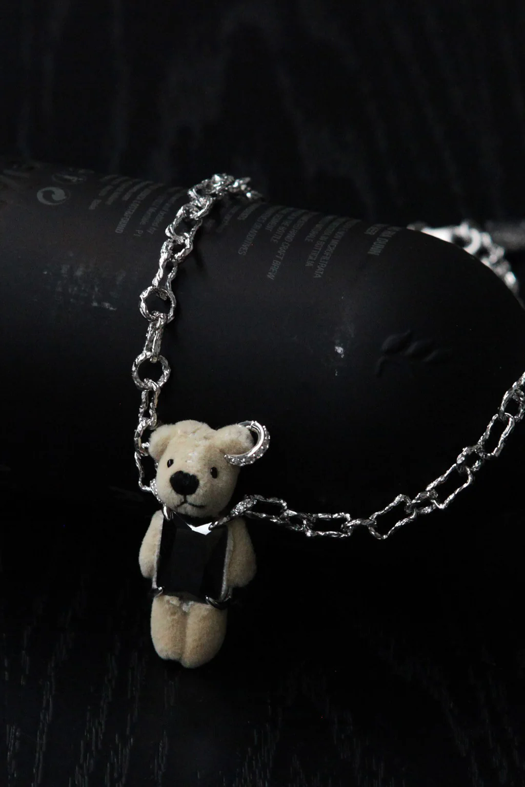 YVMIN 21702 Capsule Muppet Series Inlaid Bear Black Square Gem Sterling Silver Necklace PY6