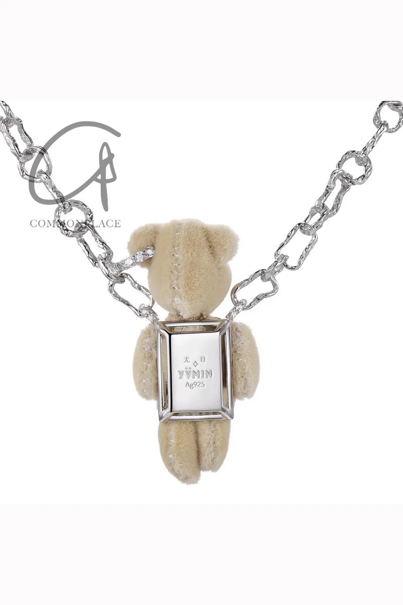 YVMIN 21702 Capsule Muppet Series Inlaid Bear Black Square Gem Sterling Silver Necklace PY6 - Image 11