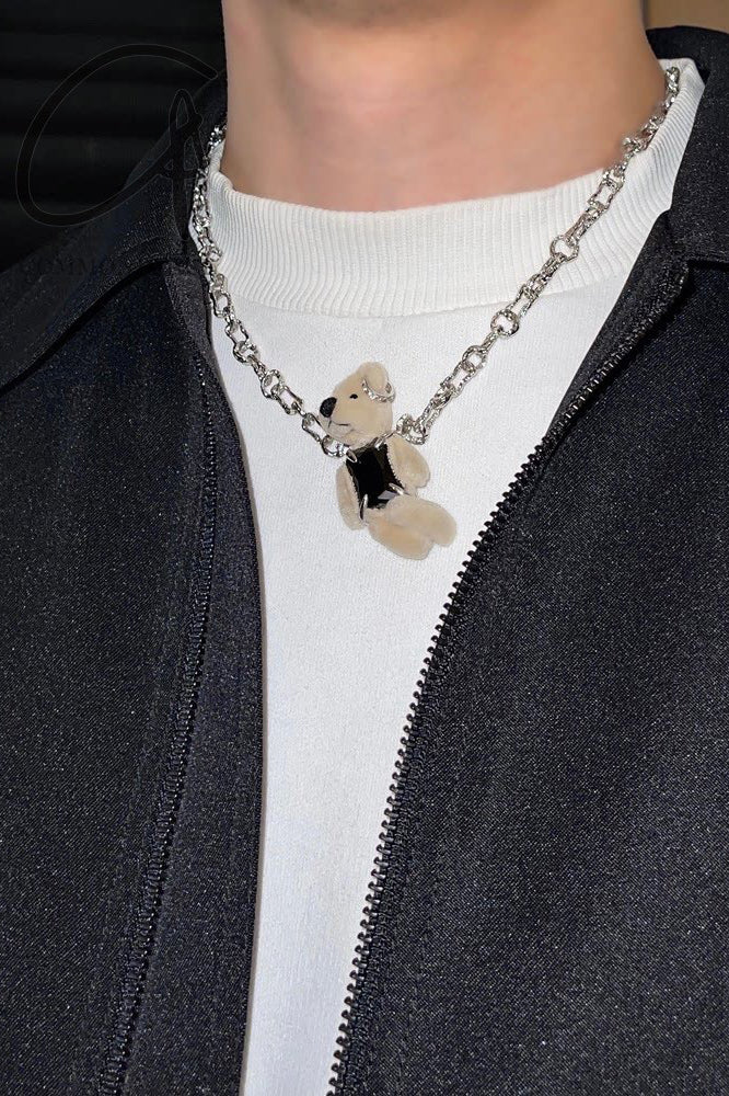 YVMIN 21702 Capsule Muppet Series Inlaid Bear Black Square Gem Sterling Silver Necklace PY6 - Image 12