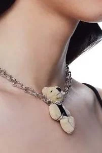 YVMIN 21702 Capsule Muppet Series Inlaid Bear Black Square Gem Sterling Silver Necklace PY6 - Image 3