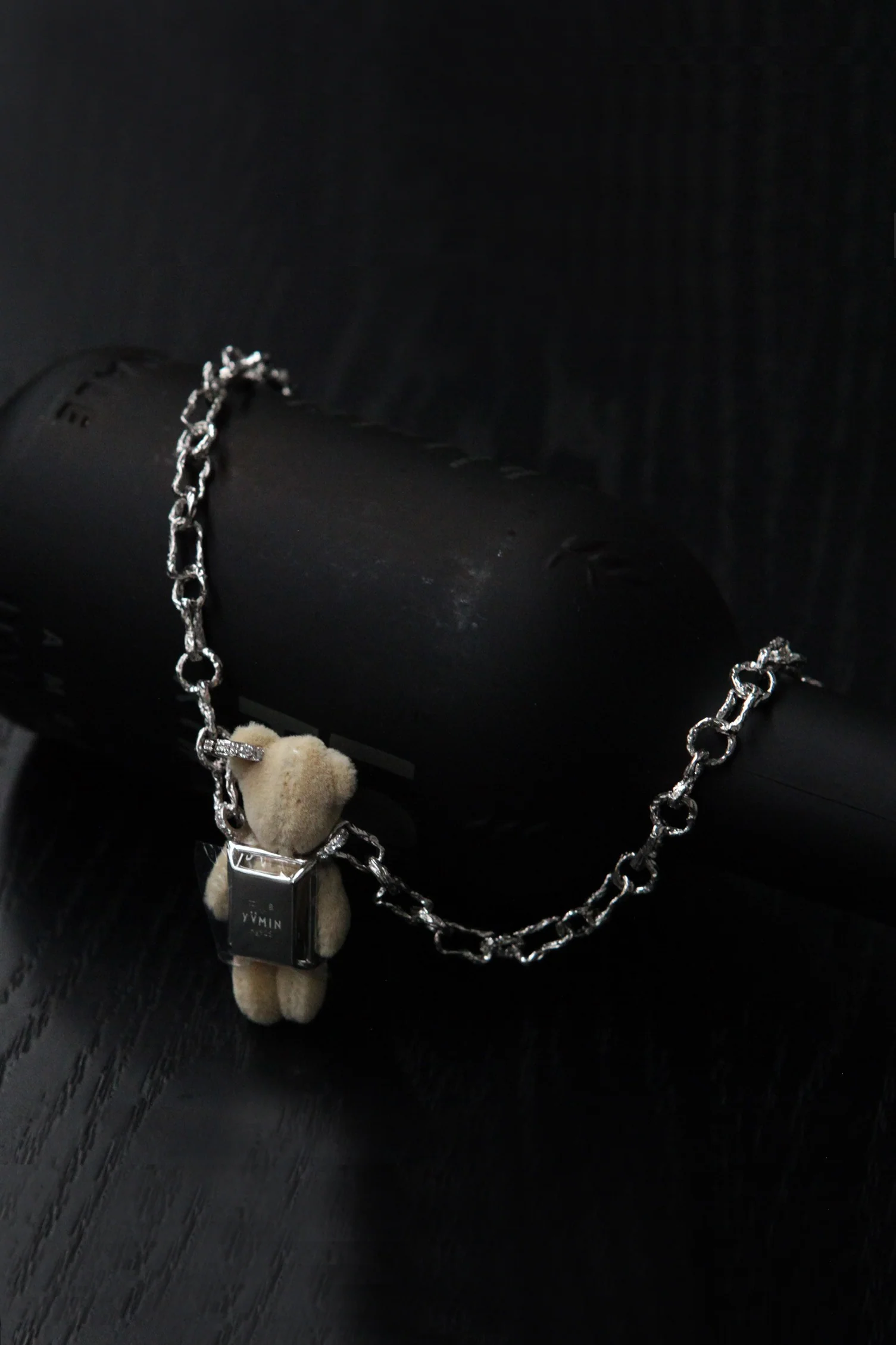YVMIN 21702 Capsule Muppet Series Inlaid Bear Black Square Gem Sterling Silver Necklace PY6 - Image 4