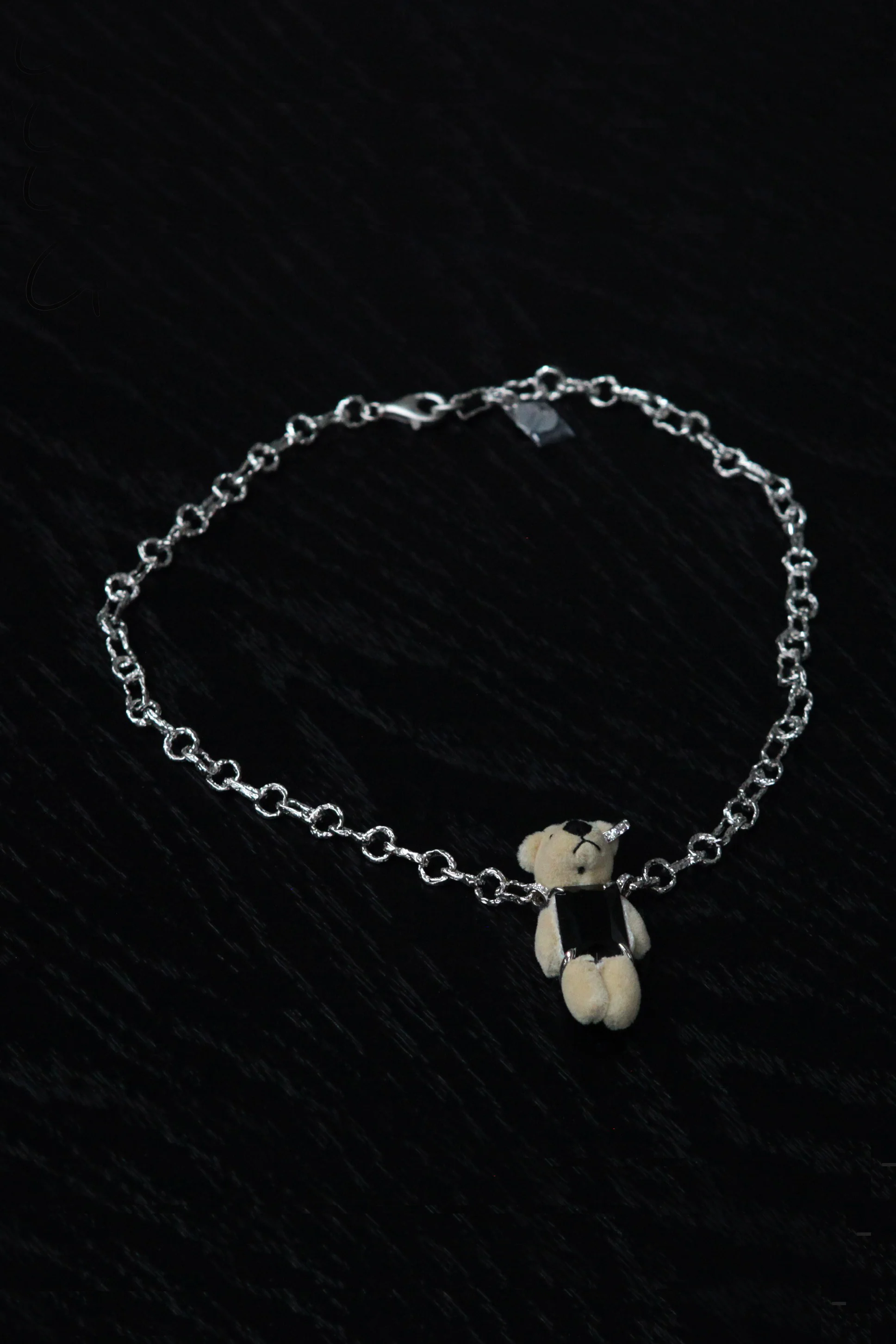 YVMIN 21702 Capsule Muppet Series Inlaid Bear Black Square Gem Sterling Silver Necklace PY6 - Image 6