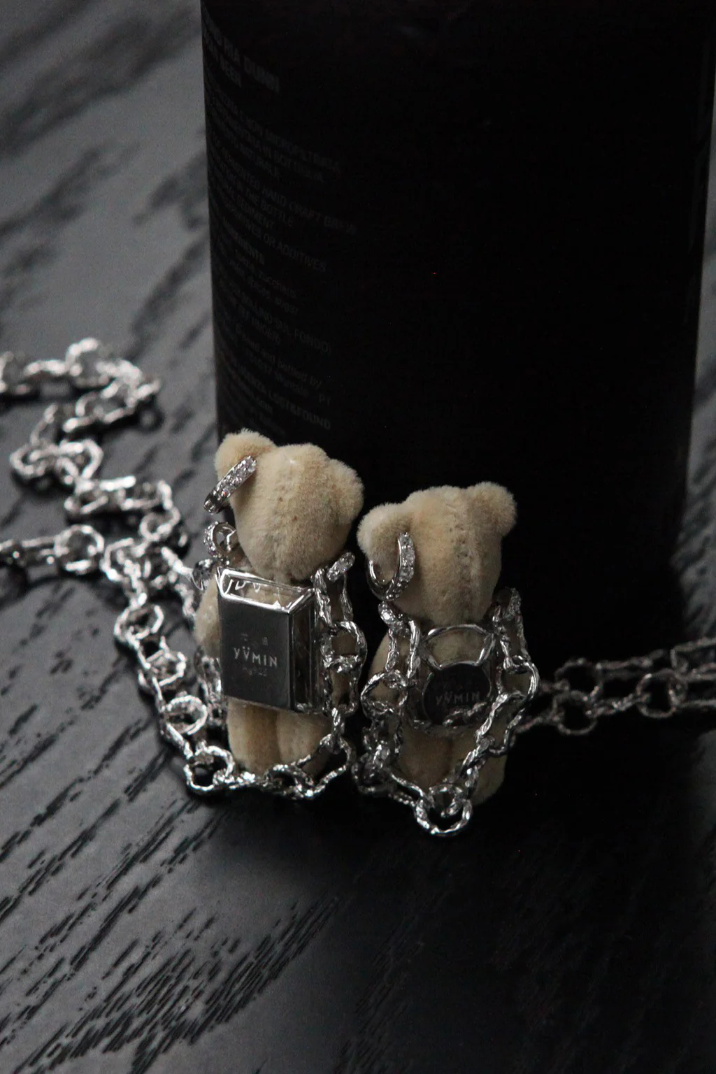 YVMIN 21702 Capsule Muppet Series Inlaid Bear Black Square Gem Sterling Silver Necklace PY6 - Image 7