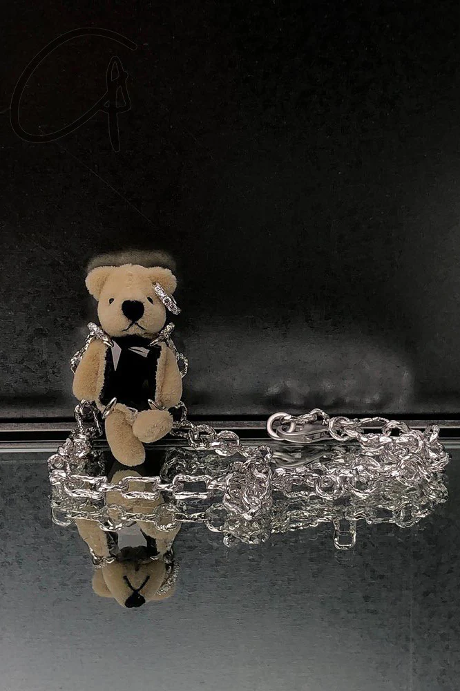 YVMIN 21702 Capsule Muppet Series Inlaid Bear Black Square Gem Sterling Silver Necklace PY6 - Image 8