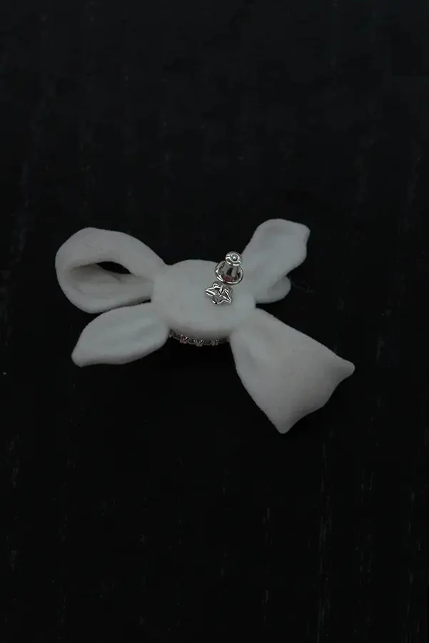 YVMIN cloth bow oval gemstone velvet earrings 20384GRY00DN - Image 2