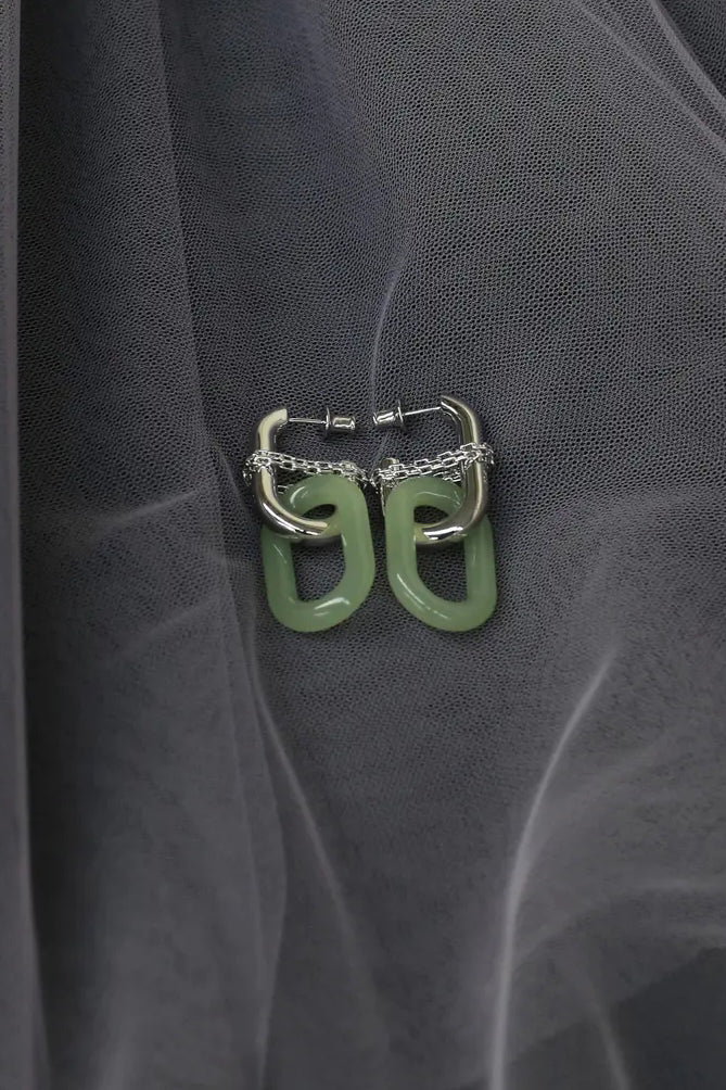 YVMIN&XUZHI Chain Double Long Jade Hoop Earrings 20444GRNOODN2